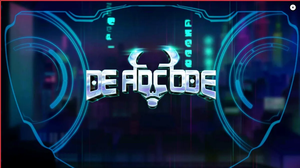 Isang futuristic na interface ng Deadcode slot na may mga neon na kulay at glitch effects.